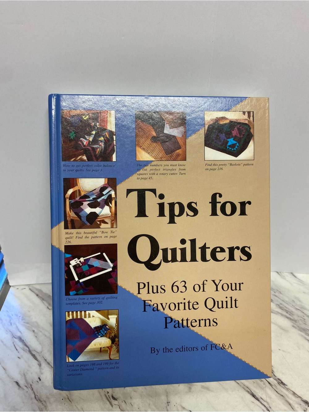 Tips for Quilters - Blue and Beige Hardcover Book by